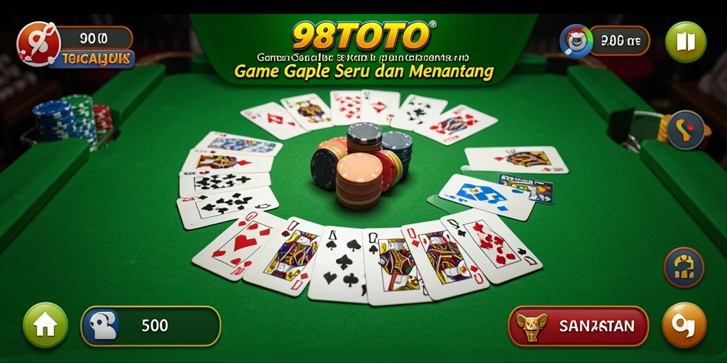 Screenshot menunjukkan gameplay seru Gaple di 98TOTO.