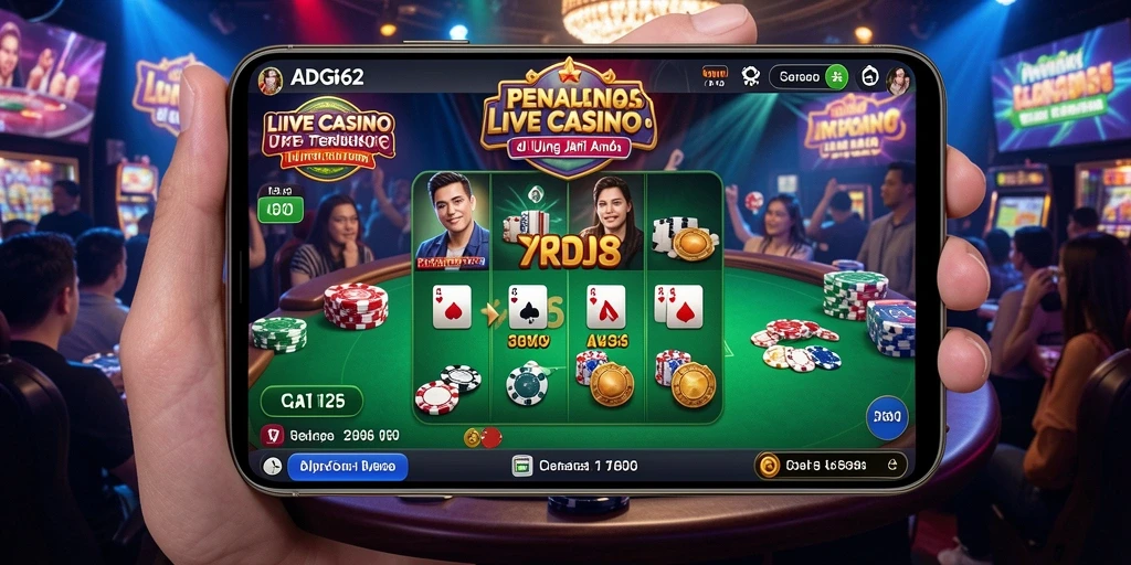 Gameplay Live Casino ADG62 dengan dealer profesional dan interaksi sosial.