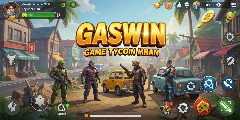 Tangkapan layar gameplay GASWIN yang menampilkan aksi membangun bisnis.
