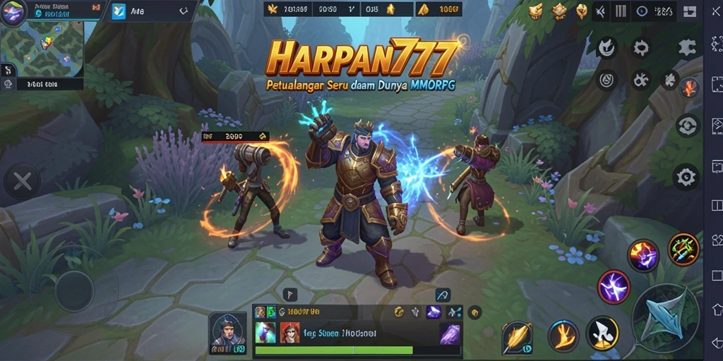 Tangkapan layar gameplay HARAPAN777 yang menunjukkan aksi petualangan MMORPG.