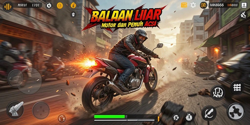 Tampilan aksi balapan motor yang mendebarkan di NK666.