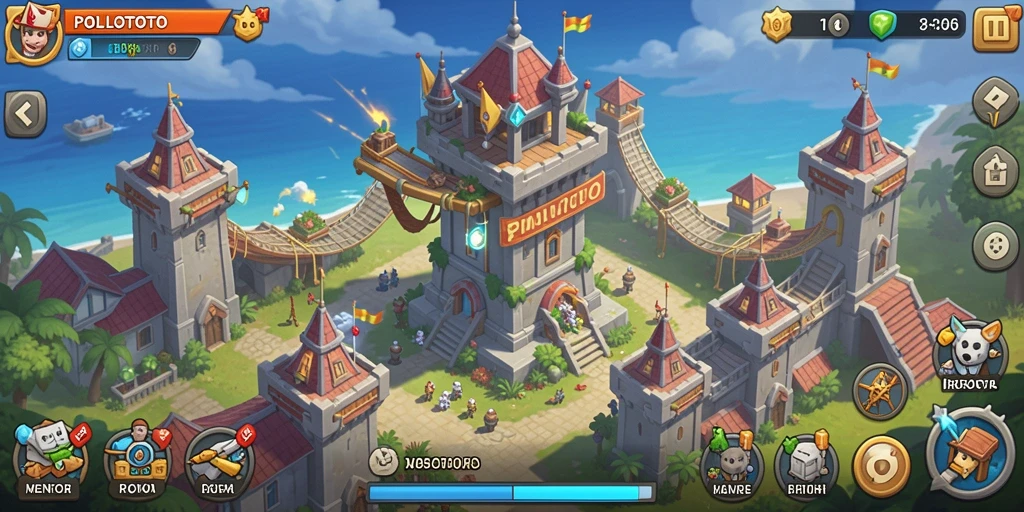 Tampilan gameplay seru di POLOTOTO dengan strategi Tower Defense.