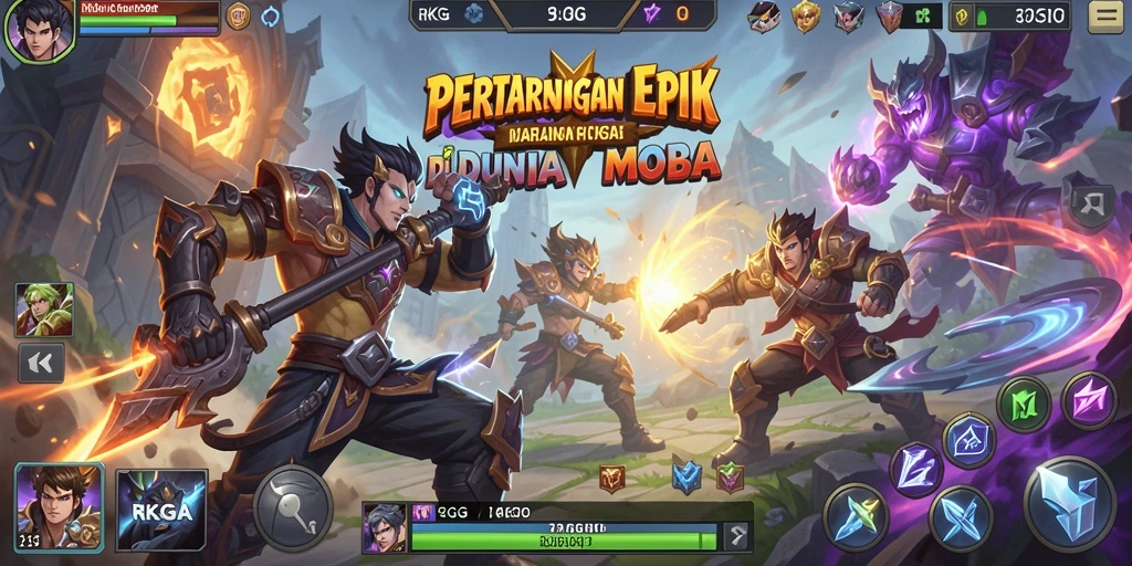 Menampilkan aksi pertarungan dengan grafis memukau dalam game MOBA.