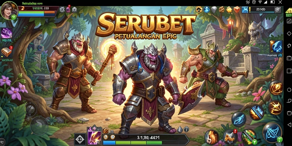 Gameplay SERUBET menampilkan pertarungan seru dan eksplorasi karakter.