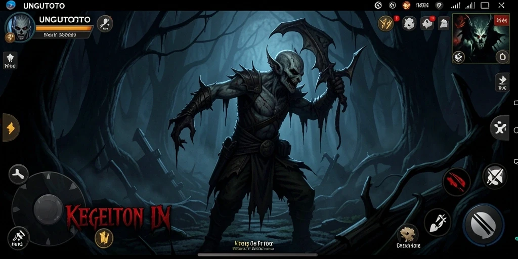 Screenshot gameplay UNGUTOTO menunjukkan suasana menegangkan dan kegelapan yang menyelimuti.